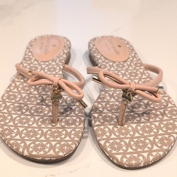 Kate Spade New York Mistic Thong Blush Leather Flip Flop Bow Sandals Size 8 - Picture 8 of 9